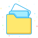 A small yellow folder with papers inside