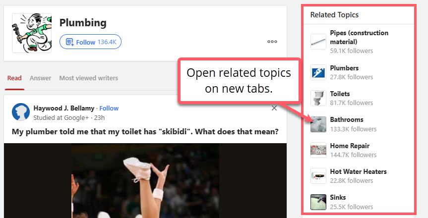 Open related topics on new tabs to have a bigger sample size.