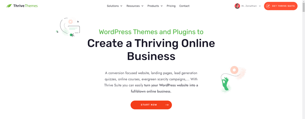 This image shows an example of the Thrive Themes Suite homepage.