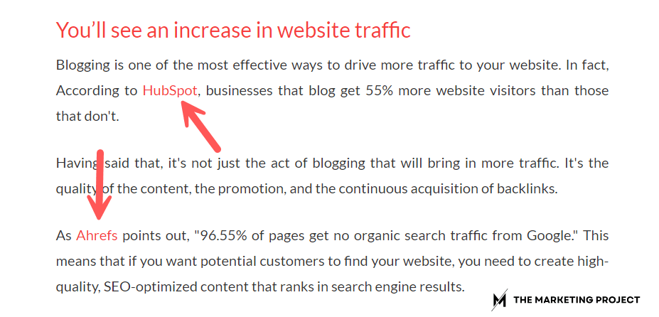 Image shows two examples of links pointing to data in blog posts.