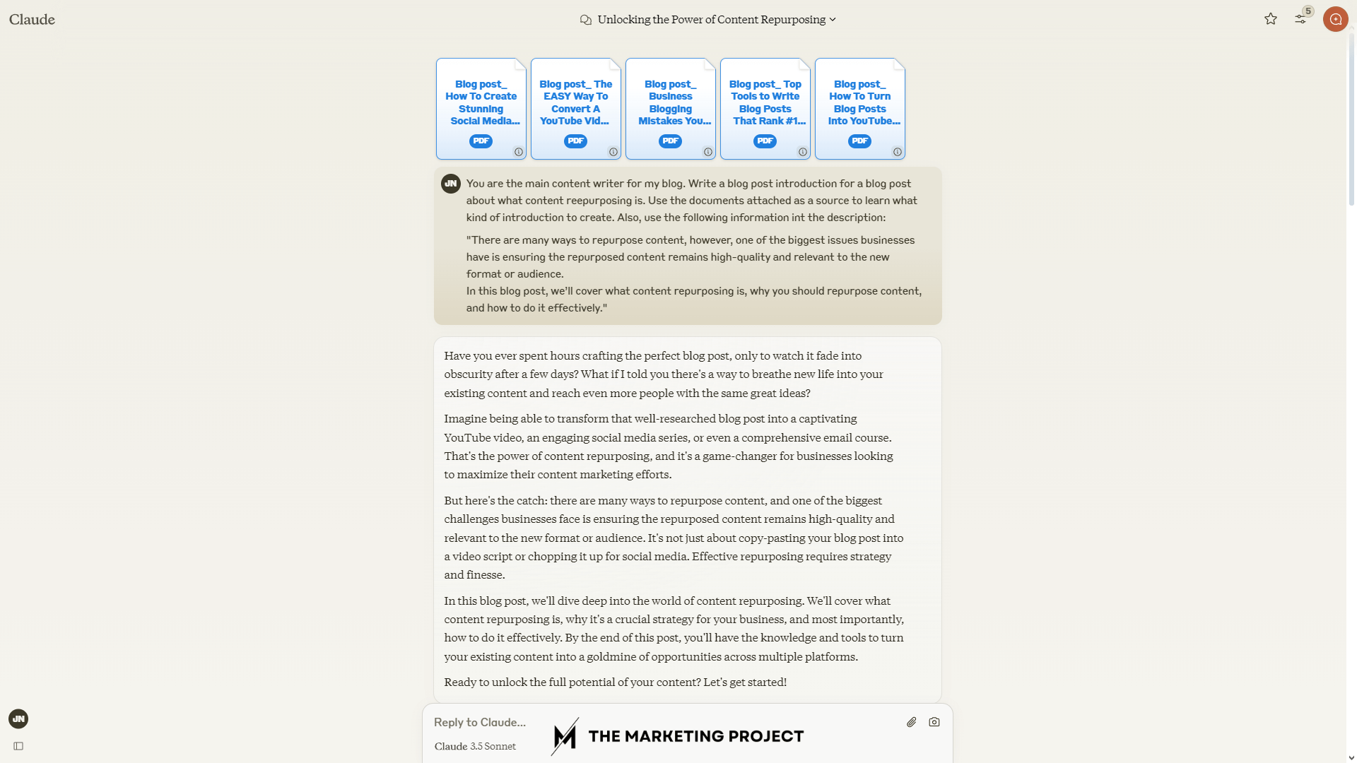 Image shows how Claude answers to a prompt when we give it content for training